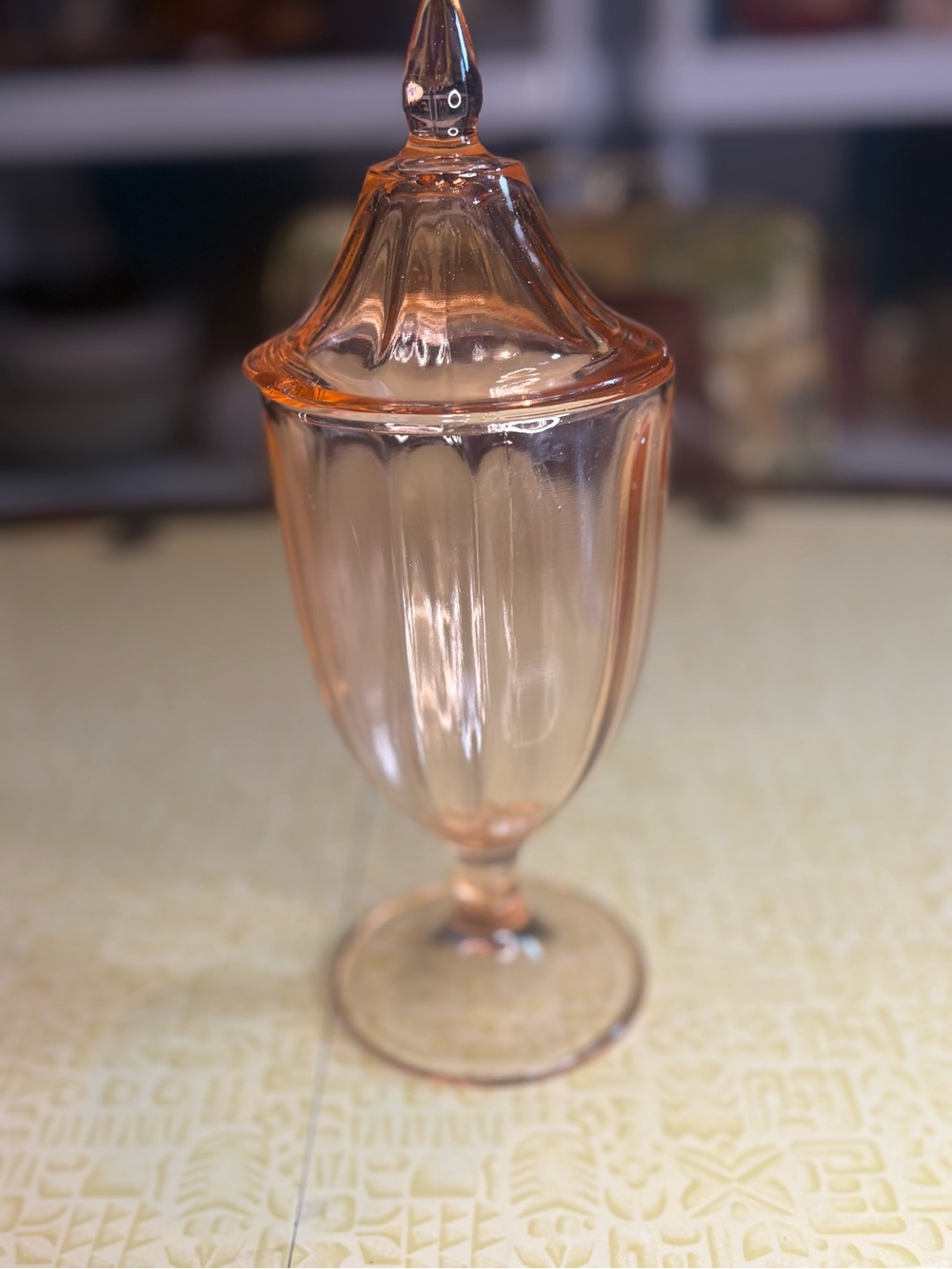 Vintage Pink Depression Glass Covered Compote - Picture 3 of 10